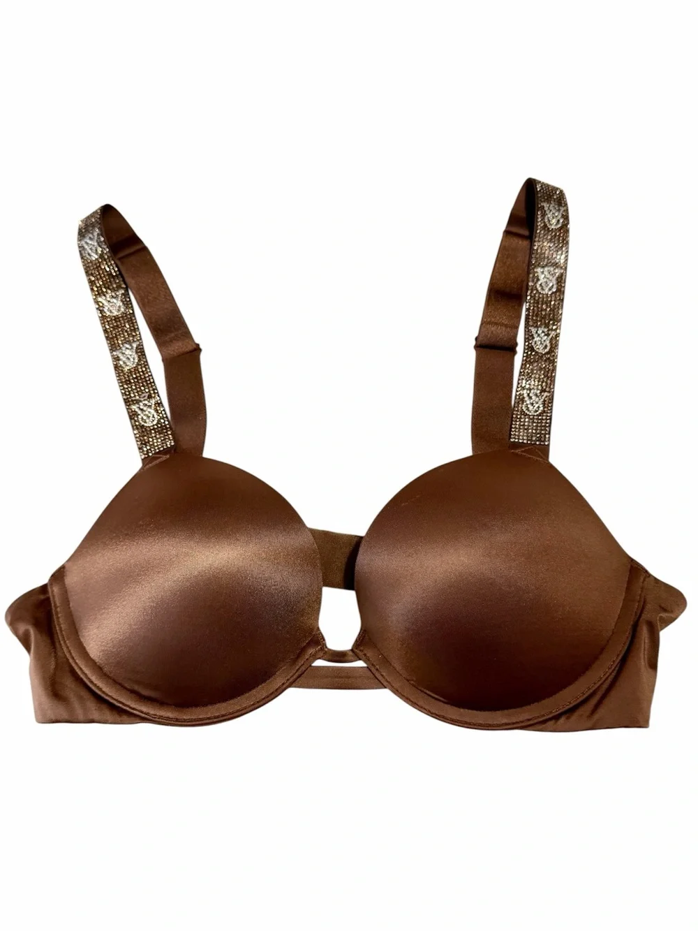 Victoria's Secret Very Sexy Shine Strap Smooth Push-Up Bra Sz 32B Mocha Brown